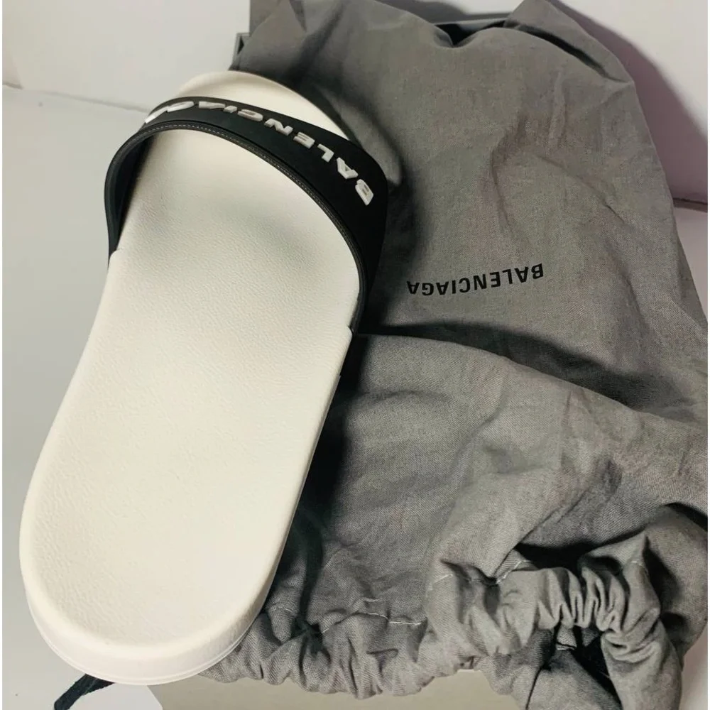 Balenciaga Men's Logo Mismatched Slide Sandal Size 8